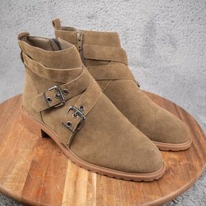 Bleecker and Bond Kelsey suede buckle strap ankle booties 8.5 M
